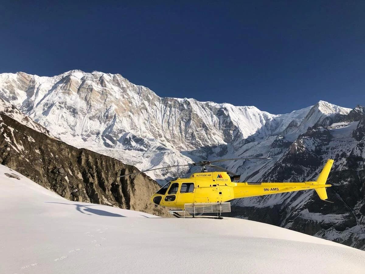 Landing Helicopter in Annapurna Base Camp